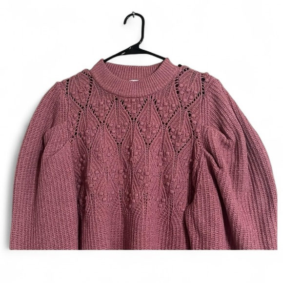 A New Day Sweater Sz XL Puff Sleeves Knitted Mockneck Fall Winter Casual - Picture 3 of 6